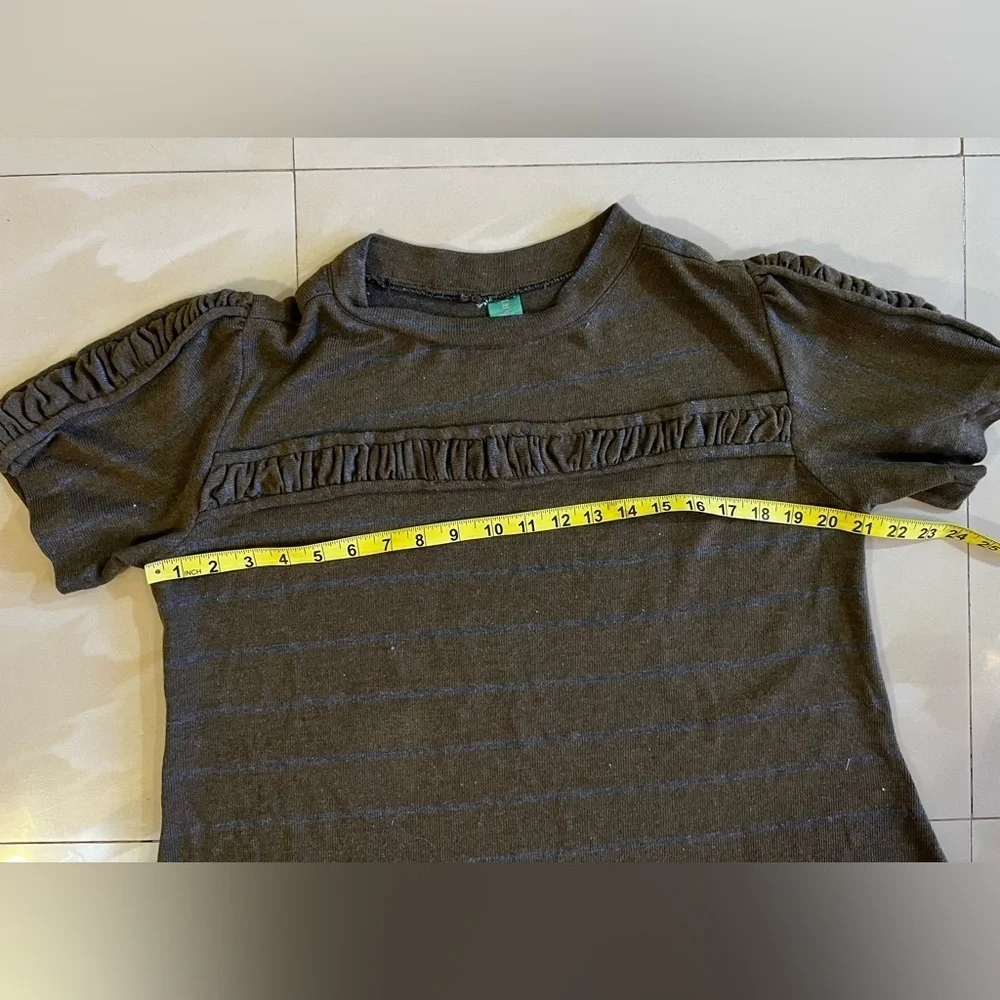Unbranded Top T-Shirt Neck Short Sleeve Top  Green Check Measurements For Size‎